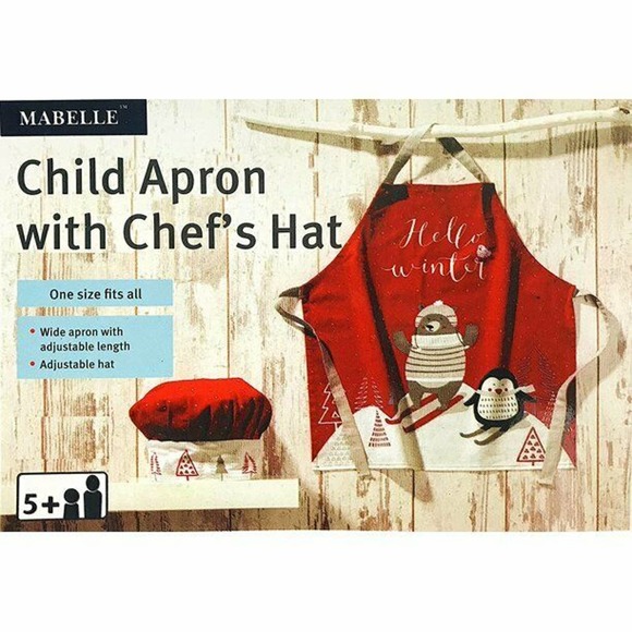 Kids Christmas Apron With Chef Hat Set Christmas Holiday Baking Cooking Cookies - Picture 3 of 4